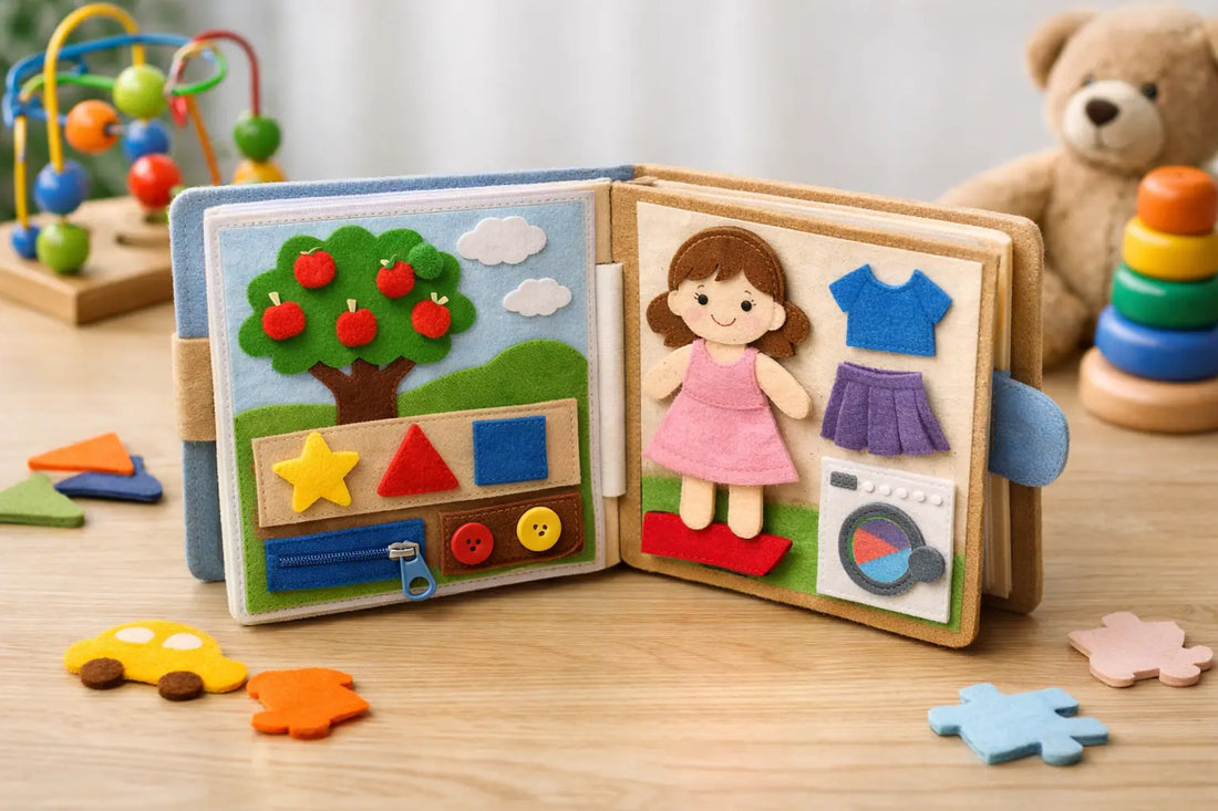 Aktivitätsbuch aus Filz im Test für kleine Kinder